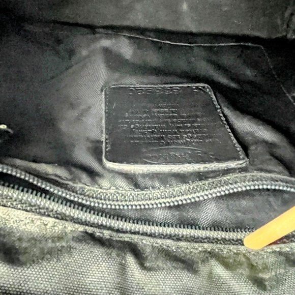 BRIGHTON  BLACK NYLON CROC BROWN EMBOSSED LEATHER SHOULDER DOUBLE BRAIDED STRAPS - Picture 8 of 12